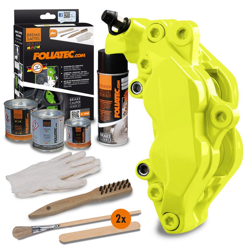 Foliatec Brake Caliper Paint Set - NEON Yellow - 4 components - Caddy World